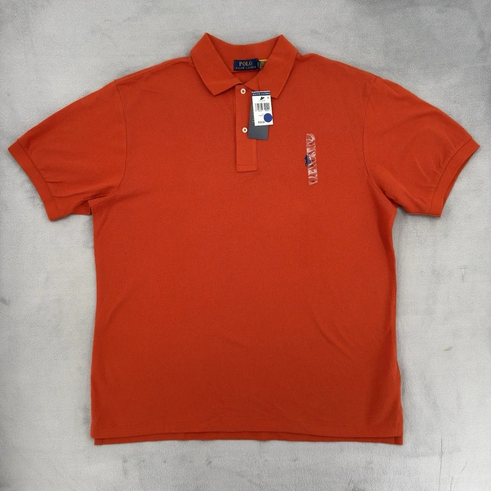 Polo Ralph Lauren Polo Shirt  Mens Sz 1XB Classic Fit Orange  Short Sleeve Pique
